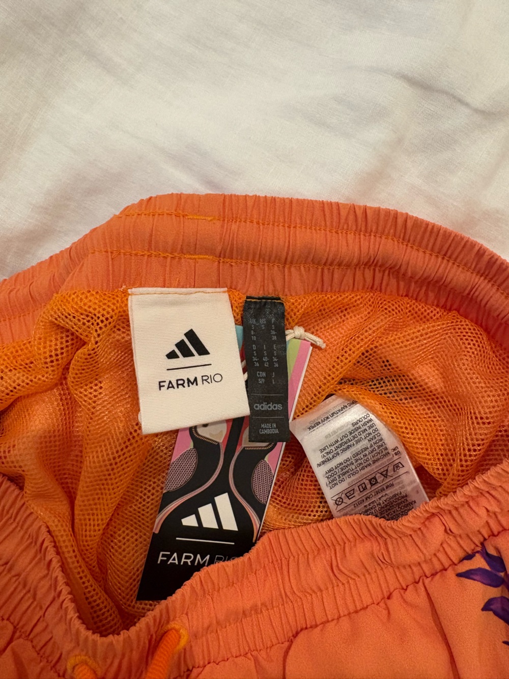 Farm RioxAdidas Orange Floral Athletic Shorts - Picture 2 of 4
